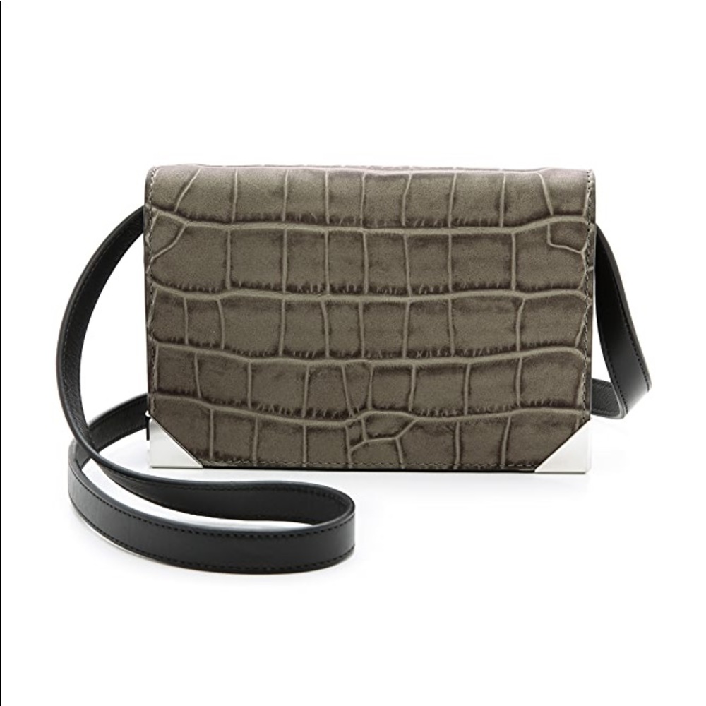 Alexander Wang croc gray flap bag